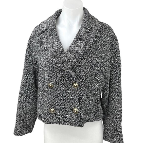 Zara Women's Black Tweed Jacket with Gold Buttons - Picture 5 of 5